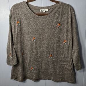 Workshop Republic Clothing Floral Embroidered Tee size Large